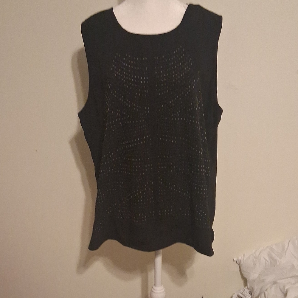 Calvin Klein Black Openwork Sleeveless Tank